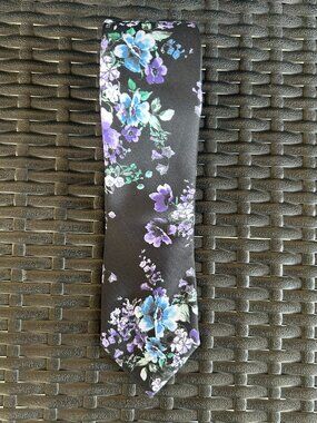 Express Black Lavender Botanical Floral Men's Necktie Office Business Dress Tie